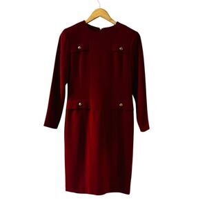 Talbots Red Long Sleeve Sheath Dress Size 4 Petite